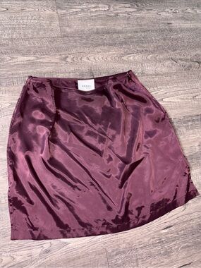 AKRIS PUNTO Sexy Satin Burgundy Women's Mini Skirt